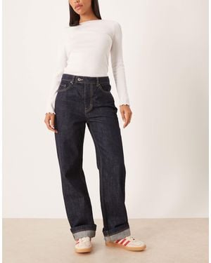 Mango Evan 100% Cotton Straight Jean With Contrast Stitch - Blue