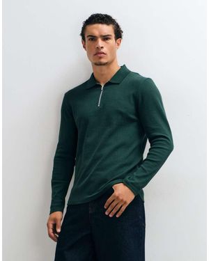 ASOS Long Sleeve Zip Polo - Green
