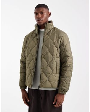 New Look – gesteppte pufferjacke - Grün