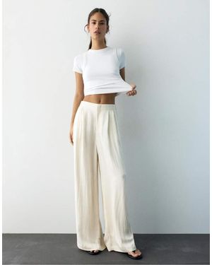 Pull&Bear Darted Smart Trousers - White