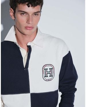 Tommy Hilfiger Varsity Logo Checkerboard Rugby Shirt - Blue