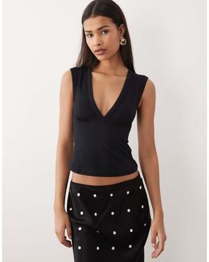 Motel Emberly Plunge Top - Black