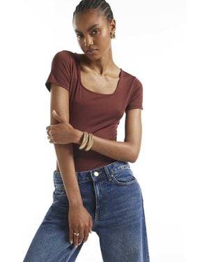 River Island Short Sleeve Scoop Neck Bodysuit - Blue