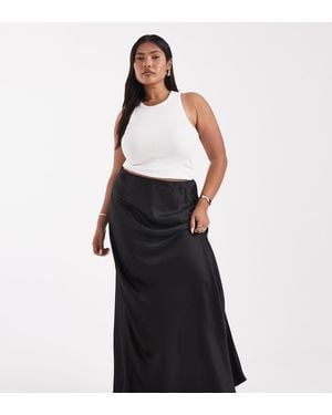 Vero Moda Satin Bias Midi Skirt - Black