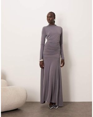 ARRANGE Long Sleeve Drape Maxi Dress - Natural