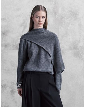 Jdy Scarf Detail Knitted Jumper - Grey