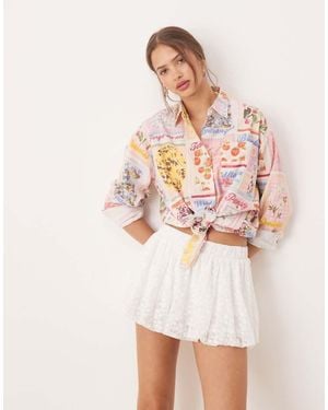 Miss Selfridge Lace Bubble Mini Skirt - White
