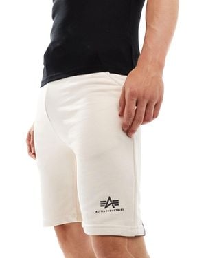 Alpha Industries – shorts aus sweatshirt-stoff mit core-logo - Schwarz