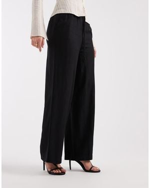 River Island Linen Look Wide Leg Trousers Co-ord - Black