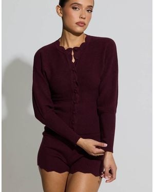 Aria Cove Fijngebreid Vest Met Geschulpte Hals En Knoopsluiting - Rood