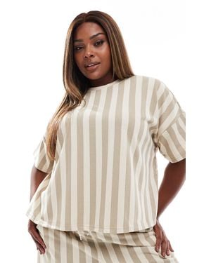 Pieces Plus Pieces curve - sweat manches courtes d'ensemble à rayures - beige - Neutre