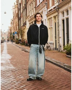 Bershka Jeans A Cilindro Medio - Blu