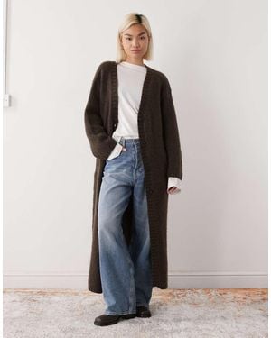 Monki Cardigan Lungo Spesso Cioccolato - Marrone