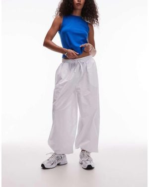 TOPSHOP Poplin Cuffed Trousers - White