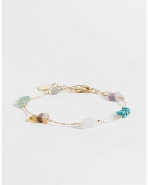 ASOS Fine Chain Bracelet With Multi-coloured Semi-precious Chippings - White