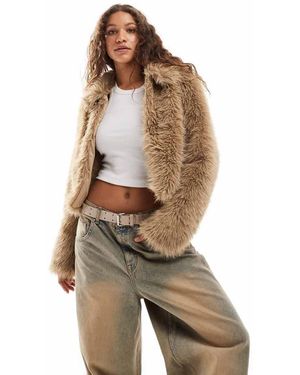 Daisy Street Cropped Faux Fur Jacket - Brown