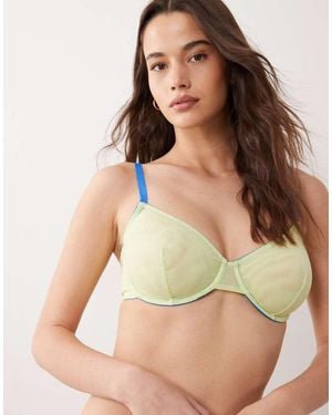 ASOS Sujetador De Copas Grandes Verde Lima Y Azul Cobalto Con Aros Y Ribetes En Contraste Parker De