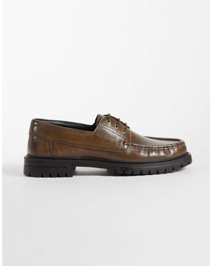 ASOS Lace Up Boat Shoes With Cleated Sole - Brown