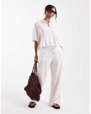 Vero Moda Linen Touch Tie Waist Trouser Co-Ord - White