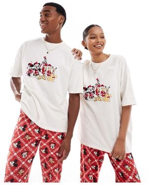 ASOS Pajama Set With Christmas Mickey And Friends Prints - Red