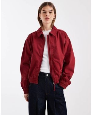 ASOS Washed Cotton Bomber Jacket - Red