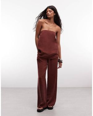 ASOS Pull On Wide Leg Pants With Split Co-ord - Red