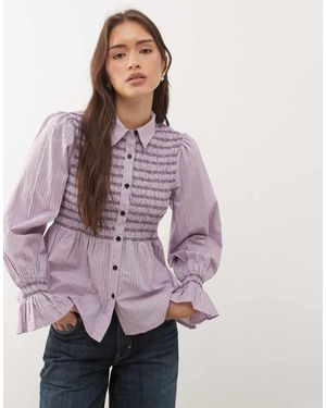 Reclaimed Vintage Shirt With Shirring Detail - Purple