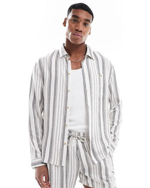 Another Influence Long Sleeve Striped Shirt Co-ord - White