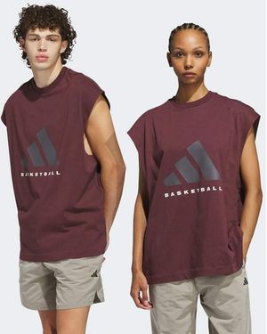 adidas Originals Camiseta Rubí Aurora Y Marrón Sin Mangas Basketball De -Rojo