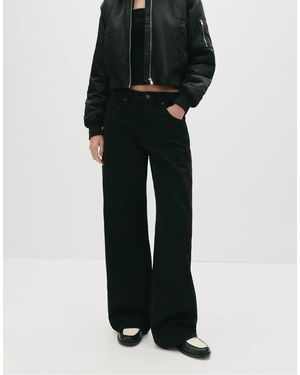 Pull&Bear Straight-Leg Baggy Jeans With Rhinestones - Black