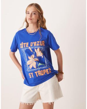 ASOS Regular Fit T-shirt With St Tropez Graphic - Blue