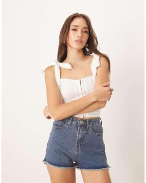 Glamorous Denim Low Rise Shorts - Blue