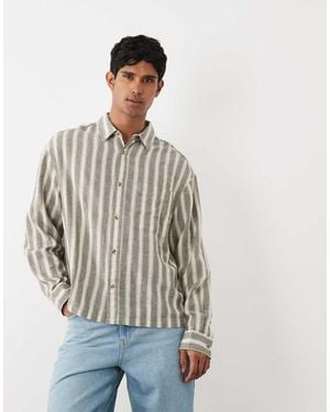 ASOS Oversized Boxy Stripe Shirt - Green