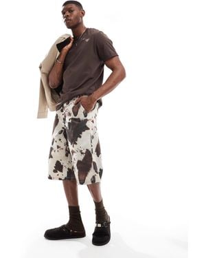 Bershka Cow Print Jorts - Brown