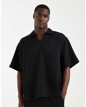 ASOS Oversized Overhead Plisse Shirt - Black