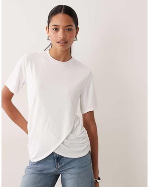 ASOS Short Sleeve Twist And Drape Cross-over T-shirt - White