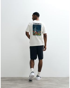 Only & Sons Camiseta Color Crema Extragrande Con Estampado Trasero "Toronto"-Blanco