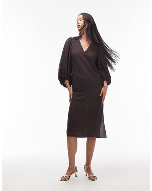 & Other Stories Midi Dress With Volume Sleeves - Orange