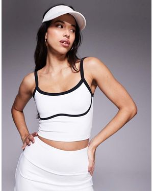 4505 Active Vest With Inner Bra And Contrast Piping - White