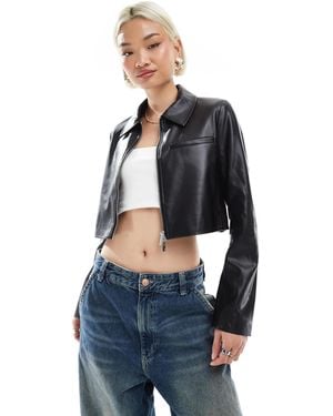 ONLY Faux Leather Cropped Jacket - Blue