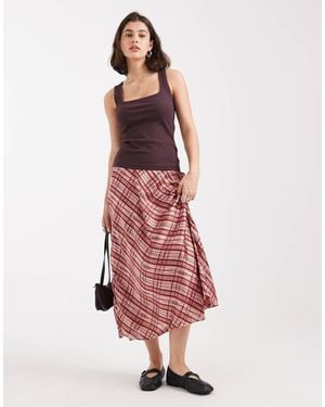Vero Moda Satin Midi Skirt - Pink
