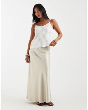 Vero Moda Satin Bias Midi Skirt - White