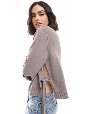 ASOS Jersey Con Lazadas Laterales De Punto De - Gris