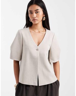 Object Blazer Con Maniche Corte A Palloncino Color Hummus - Bianco