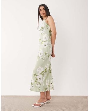 Vila Racer Satin Midi Dress - Natural