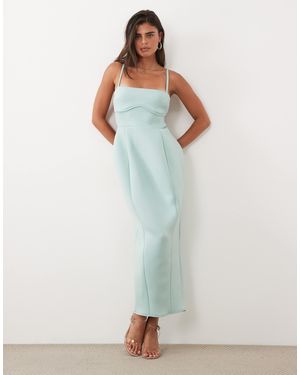 ASOS Volume Pencil Maxi Dress With Strappy Back - Blue