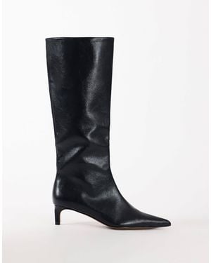 TOPSHOP Troy stiefel mit kitten-heel, kniehoch, - Schwarz