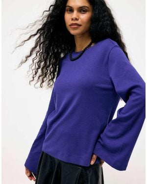 NA-KD Extra Wide Sleeve Top - Blue