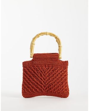 Mango Knitted Handbag - Red