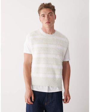 Weekday Chaleco Blanco Hueso A Rayas De Punto De Hilo Desflecado De